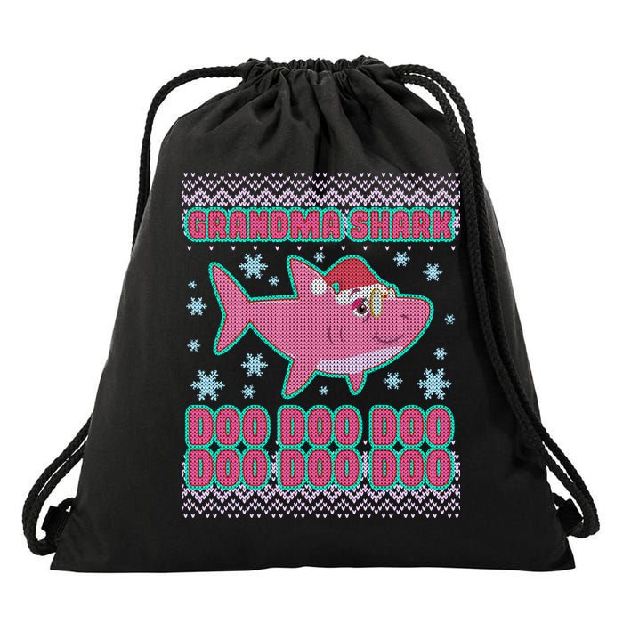 Christmas Grandma Shark Doo Doo Doo Drawstring Bag