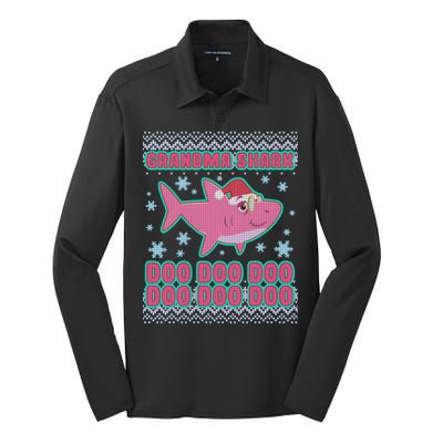 Christmas Grandma Shark Doo Doo Doo Silk Touch Performance Long Sleeve Polo