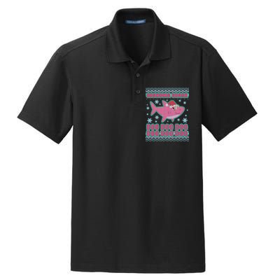 Christmas Grandma Shark Doo Doo Doo Dry Zone Grid Polo