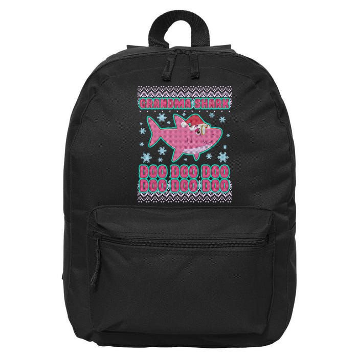 Christmas Grandma Shark Doo Doo Doo 16 in Basic Backpack