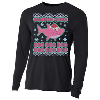 Christmas Grandma Shark Doo Doo Doo Cooling Performance Long Sleeve Crew