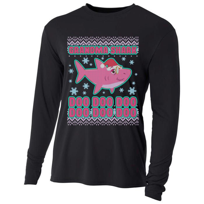 Christmas Grandma Shark Doo Doo Doo Cooling Performance Long Sleeve Crew