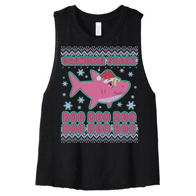 Christmas Grandma Shark Doo Doo Doo Women's Racerback Cropped Tank