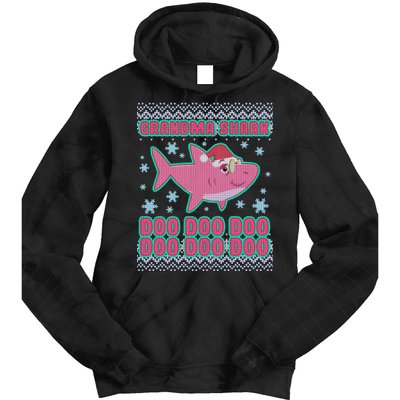 Christmas Grandma Shark Doo Doo Doo Tie Dye Hoodie