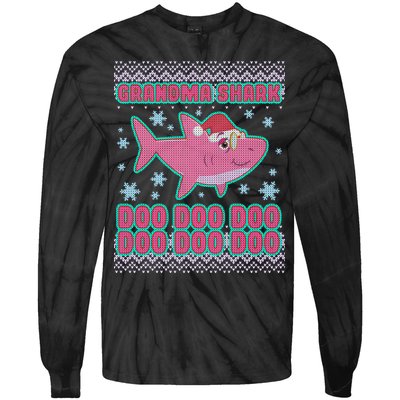 Christmas Grandma Shark Doo Doo Doo Tie-Dye Long Sleeve Shirt