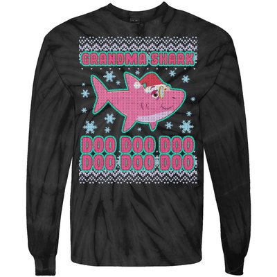 Christmas Grandma Shark Doo Doo Doo Tie-Dye Long Sleeve Shirt