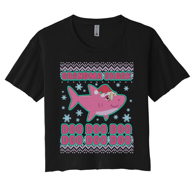 Christmas Grandma Shark Doo Doo Doo Crop Top