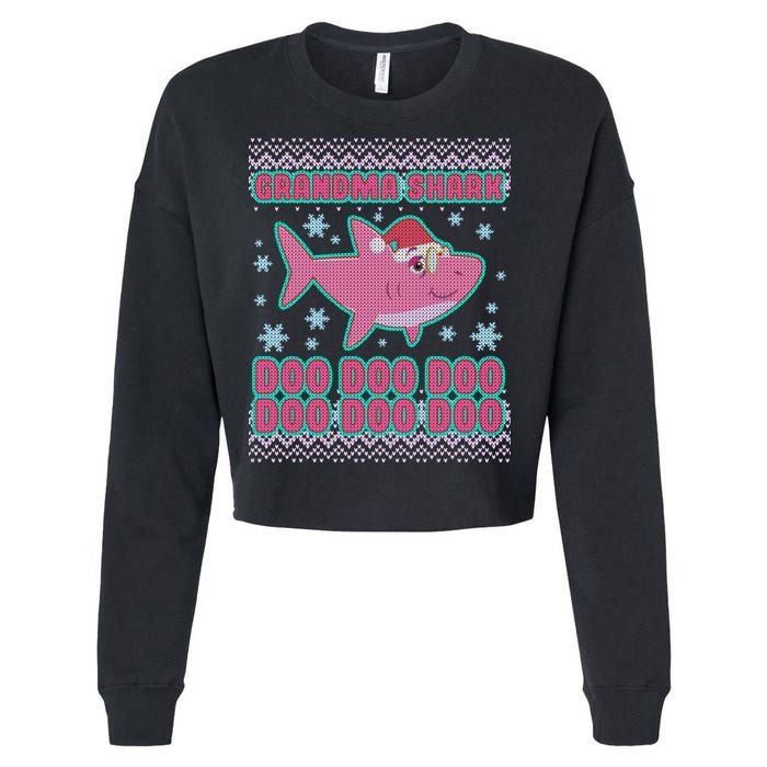 Christmas Grandma Shark Doo Doo Doo Cropped Pullover Crew