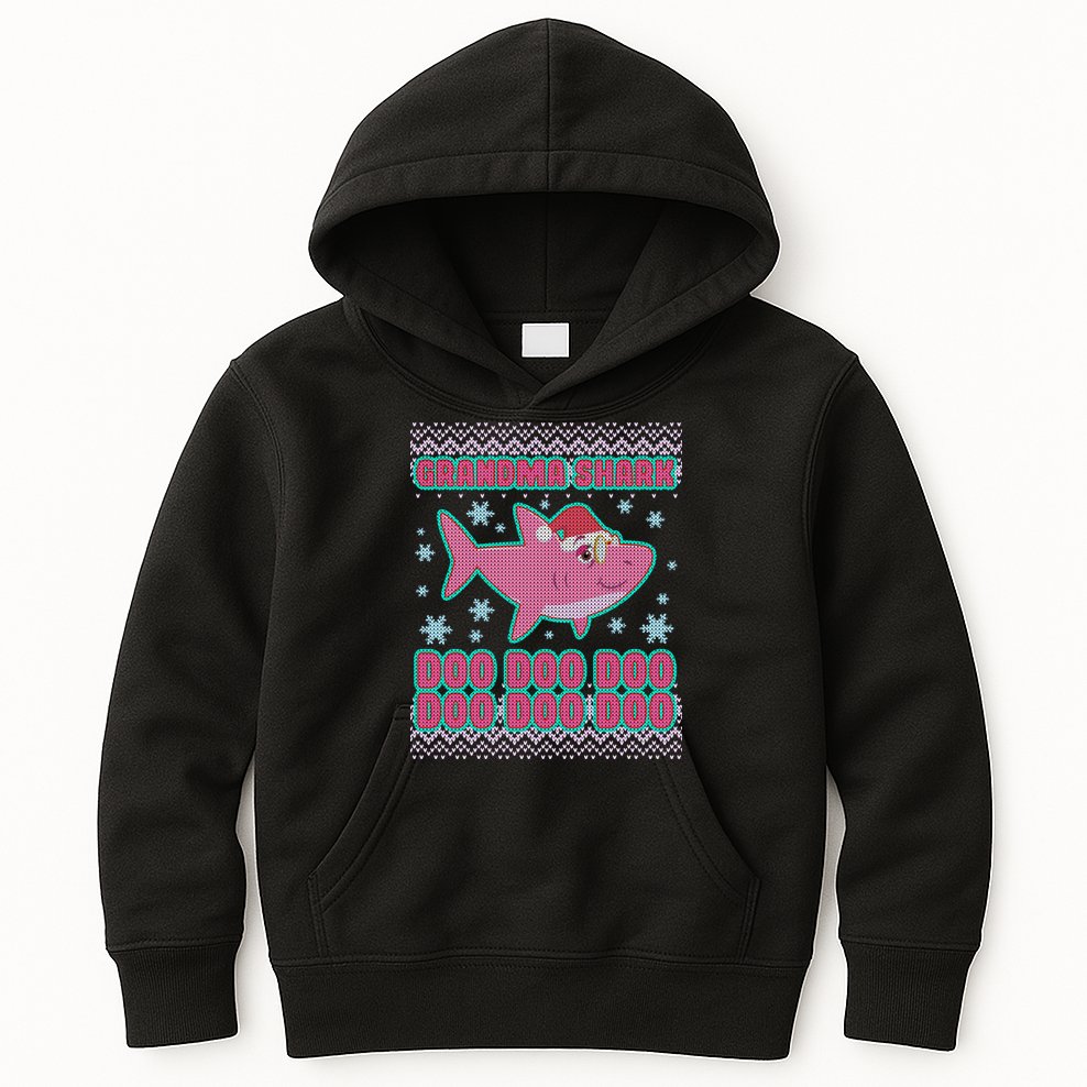Christmas Grandma Shark Doo Doo Doo Kids Hoodie