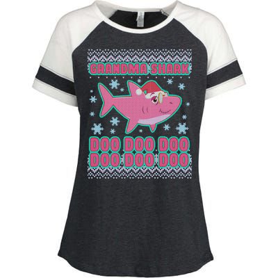 Christmas Grandma Shark Doo Doo Doo Enza Ladies Jersey Colorblock Tee