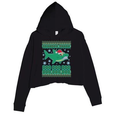 Christmas Grandpa Shark Doo Doo Doo Crop Fleece Hoodie