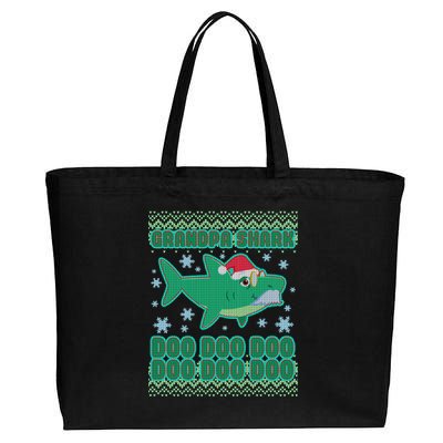 Christmas Grandpa Shark Doo Doo Doo Cotton Canvas Jumbo Tote