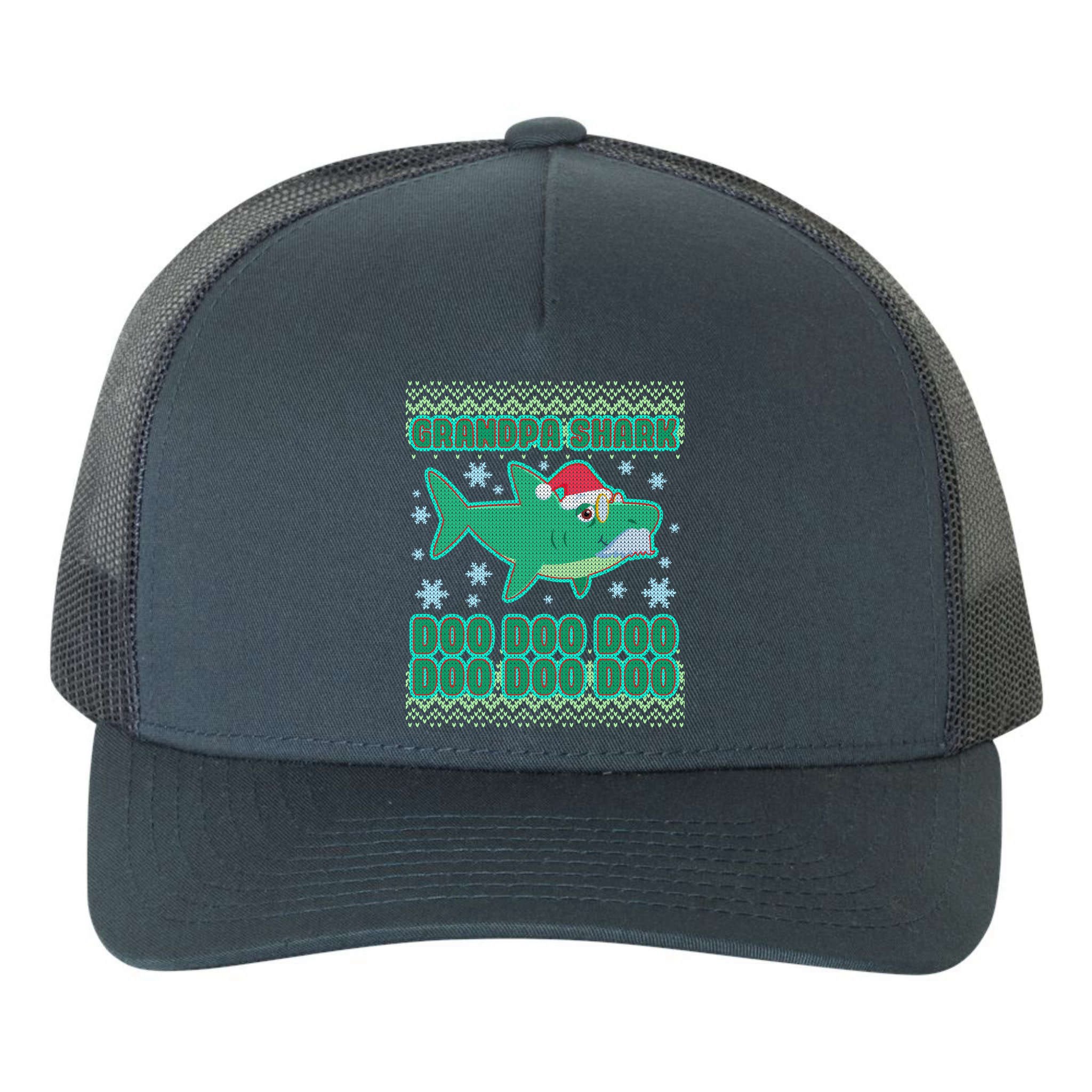 Christmas Grandpa Shark Doo Doo Doo Yupoong Adult 5-Panel Trucker Hat