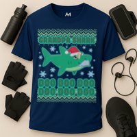Christmas Grandpa Shark Doo Doo Doo Cooling Performance Crew T-Shirt