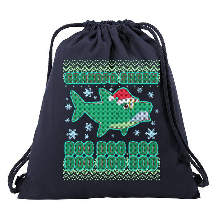 Christmas Grandpa Shark Doo Doo Doo Drawstring Bag