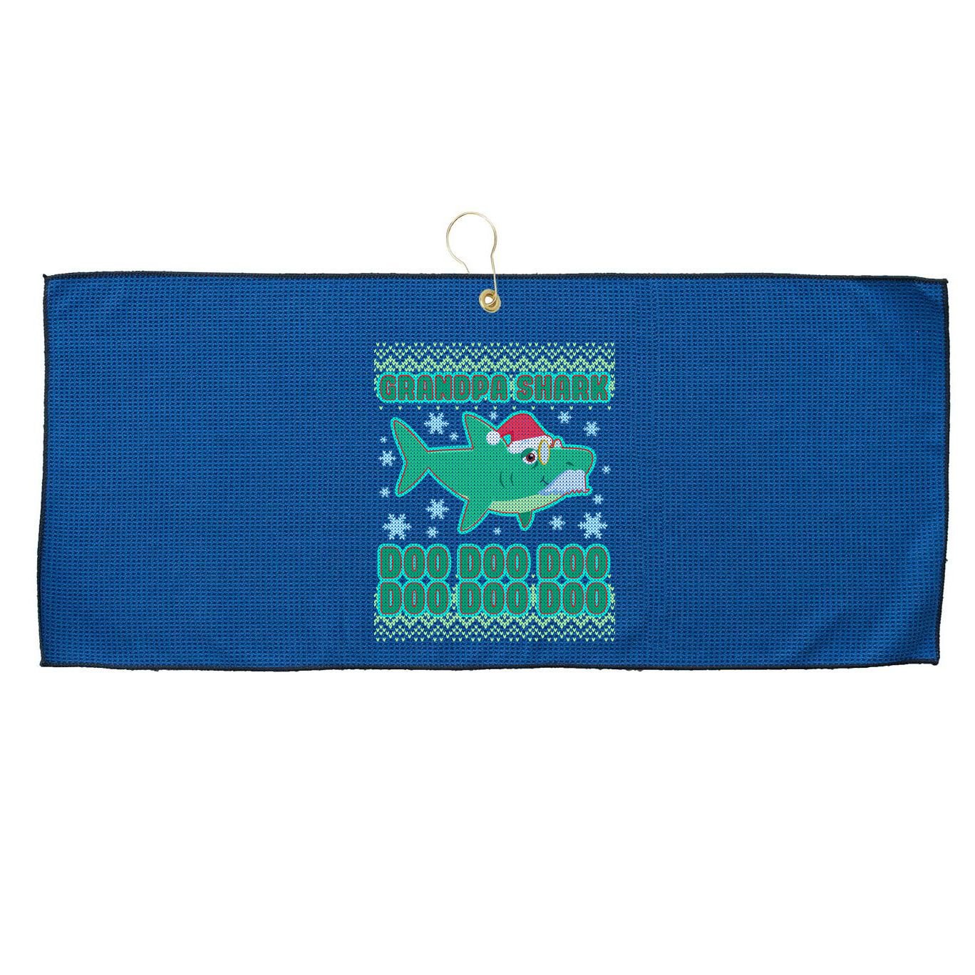 Christmas Grandpa Shark Doo Doo Doo Large Microfiber Waffle Golf Towel