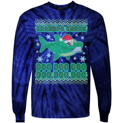 Christmas Grandpa Shark Doo Doo Doo Tie-Dye Long Sleeve Shirt