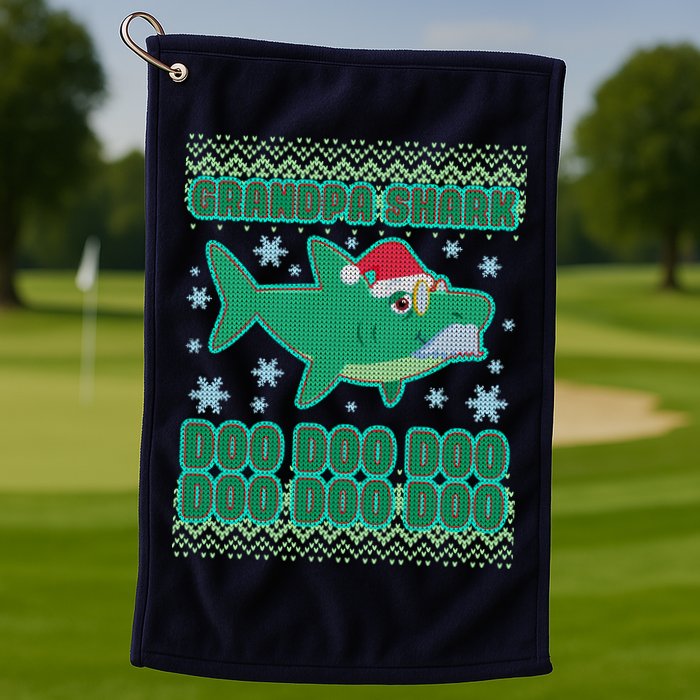 Christmas Grandpa Shark Doo Doo Doo Golf Towel