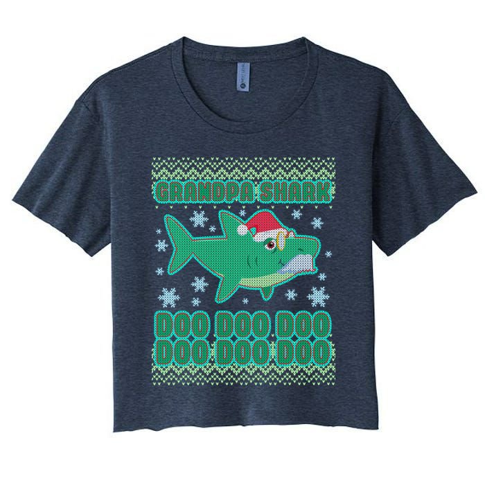 Christmas Grandpa Shark Doo Doo Doo Crop Top