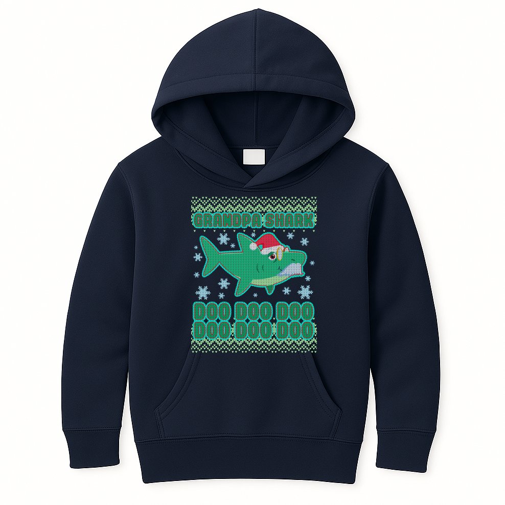 Christmas Grandpa Shark Doo Doo Doo Kids Hoodie