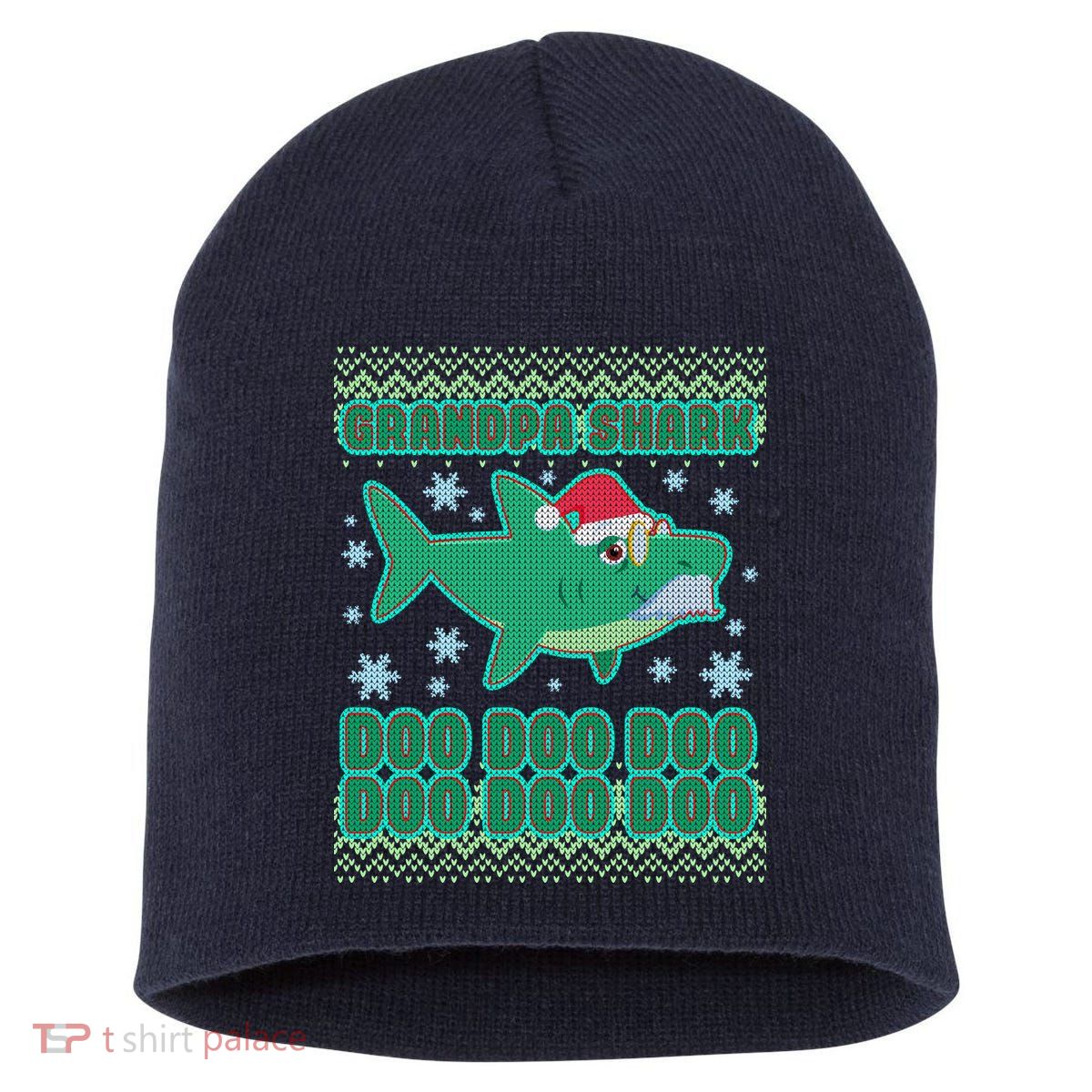Christmas Grandpa Shark Doo Doo Doo Short Acrylic Beanie