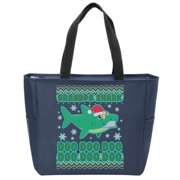 Christmas Grandpa Shark Doo Doo Doo Zip Tote Bag