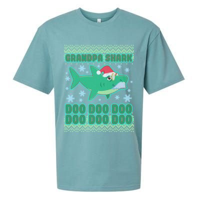 Christmas Grandpa Shark Doo Doo Doo Sueded Cloud Jersey T-Shirt