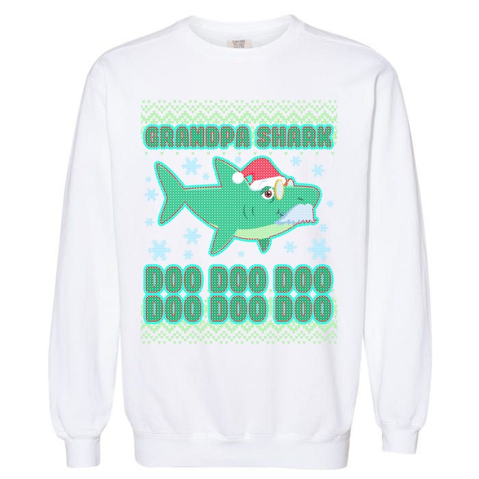 Christmas Grandpa Shark Doo Doo Doo Garment-Dyed Sweatshirt
