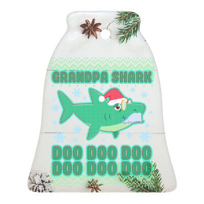 Christmas Grandpa Shark Doo Doo Doo Ceramic Bell Ornament