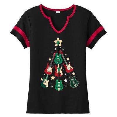 Christmas Guitar Tree  Ladies Halftime Notch Neck Tee