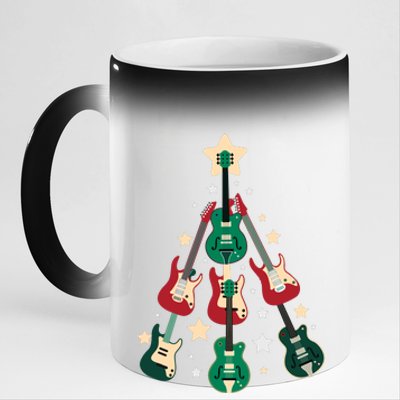 Christmas Guitar Tree  11oz Black Color Changing Mug