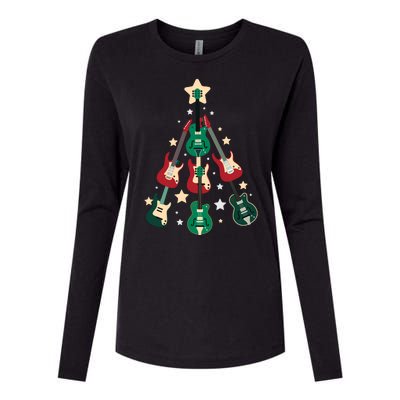 Christmas Guitar Tree  Womens Cotton Relaxed Long Sleeve T-Shirt