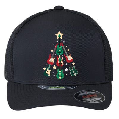 Christmas Guitar Tree  Flexfit Unipanel Trucker Cap