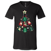 Christmas Guitar Tree  V-Neck T-Shirt