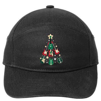 Christmas Guitar Tree  7-Panel Snapback Hat