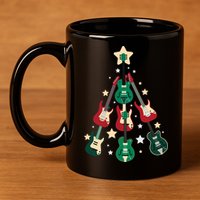 Christmas Guitar Tree  11oz C Handle Ceramic Mug