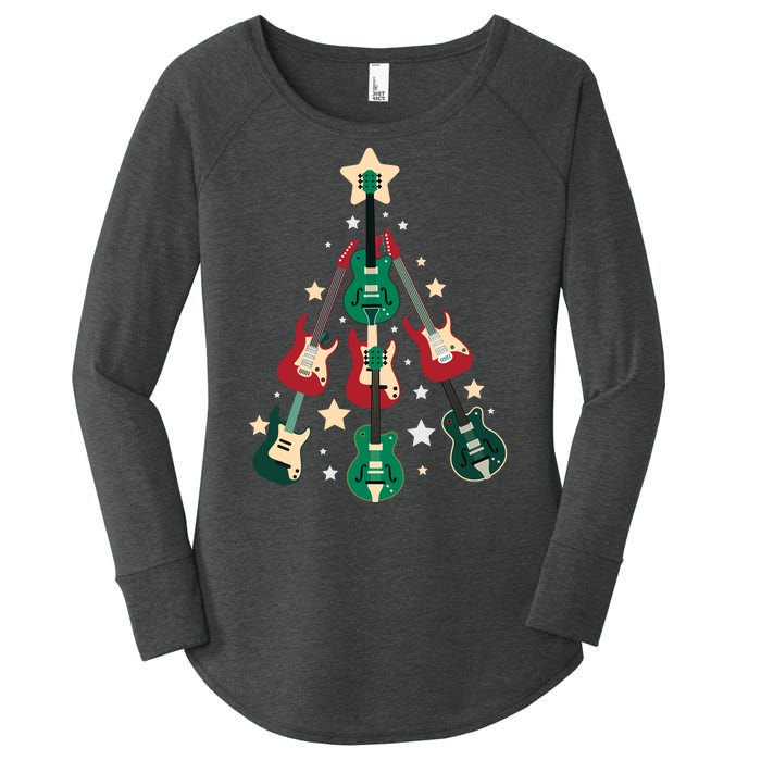 Christmas Guitar Tree  Women's Perfect Tri Tunic Long Sleeve Shirt