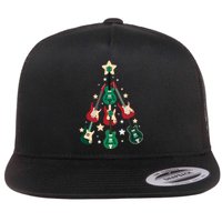 Christmas Guitar Tree  Flat Bill Trucker Hat