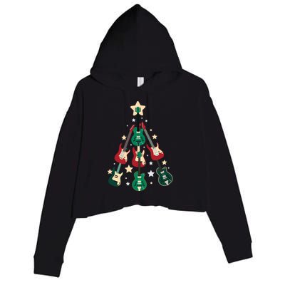 Christmas Guitar Tree  Crop Fleece Hoodie