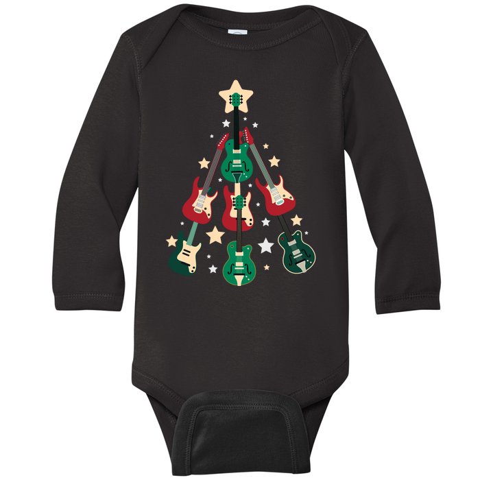 Christmas Guitar Tree  Baby Long Sleeve Bodysuit