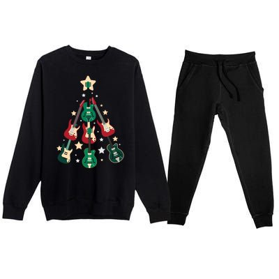 Christmas Guitar Tree  Premium Crewneck Sweatsuit Set