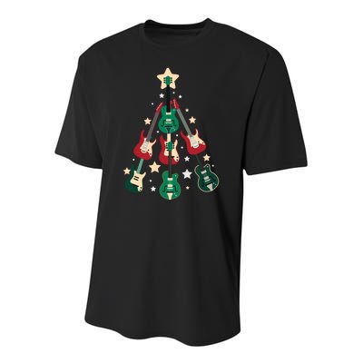 Christmas Guitar Tree  Youth Performance Sprint T-Shirt