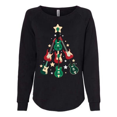 Christmas Guitar Tree  Womens California Wash Sweatshirt