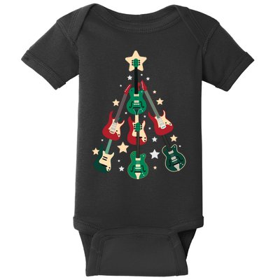 Christmas Guitar Tree  Baby Bodysuit