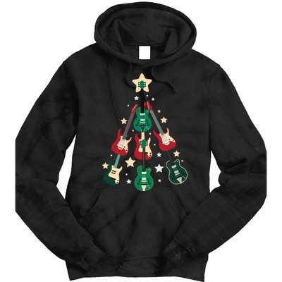 Christmas Guitar Tree  Tie Dye Hoodie