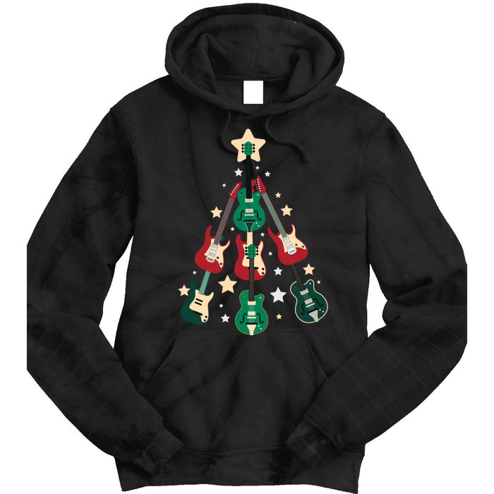 Christmas Guitar Tree  Tie Dye Hoodie