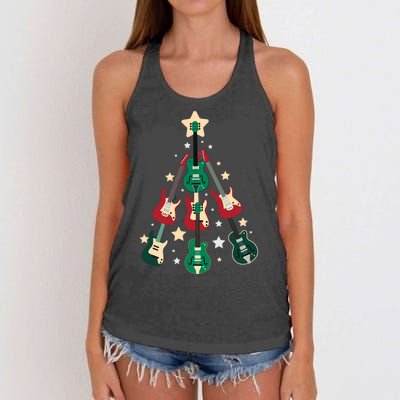 Christmas Guitar Tree  Women's Knotted Racerback Tank