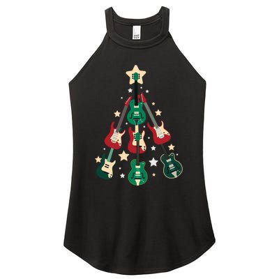 Christmas Guitar Tree  Women's Perfect Tri Rocker Tank