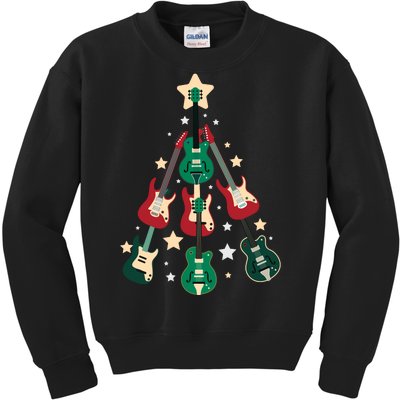 Christmas Guitar Tree  Kids Sweatshirt