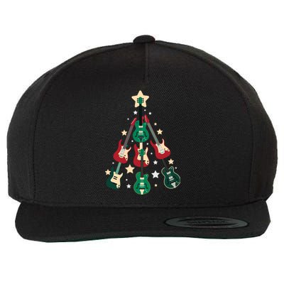 Christmas Guitar Tree  Wool Snapback Cap